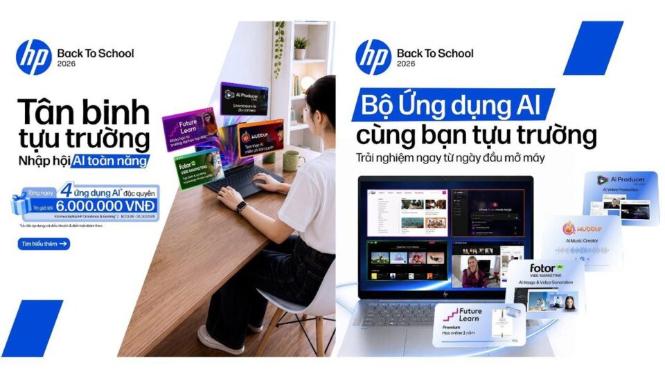 HP Back To School 2026: Laptop OmniBook & Gaming tặng trọn bộ 4 ứng dụng AI